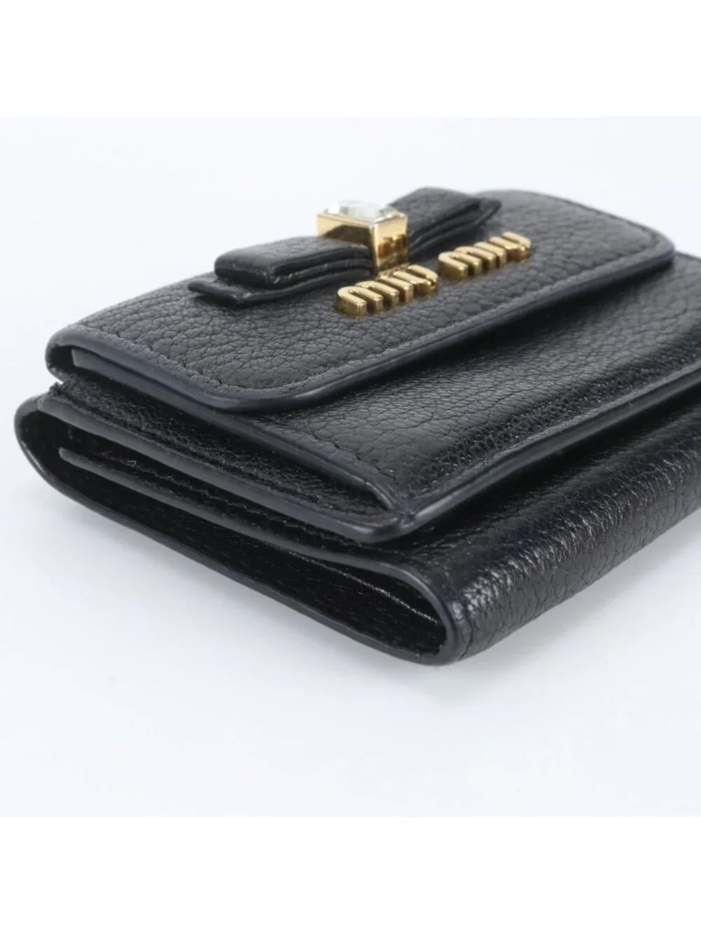 Miu Miu Included Leather Trifold Wallet Black